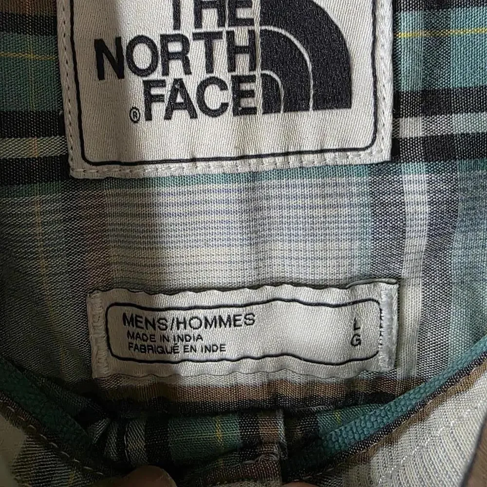 The North Face Mens L Button Up Short Sleeve Shirt Plaid